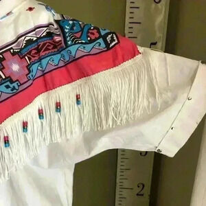 #vtgsouthwest fringe chevron blue and pink top labeled XL
